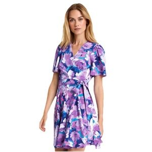 Draper James Wendy Wrap Dress Size‎ 0 Purple Watercolor Floral